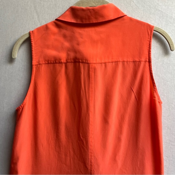Zoe & Sam 100% Silk Orange Sleeveless Button-Down Dress Sz S - Picture 6 of 9